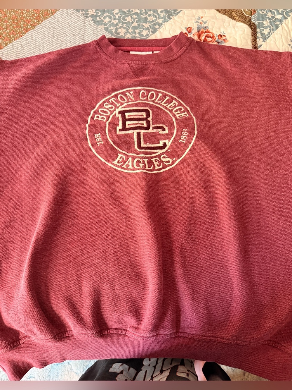 Vintage Boston College Eagles Crewneck Sweatshirt XL Maroon Embroidered Logo